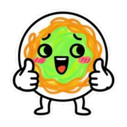 角色竖起大拇指点赞。 Cute Foodie Expressions sticker for expressive chats and social replies.