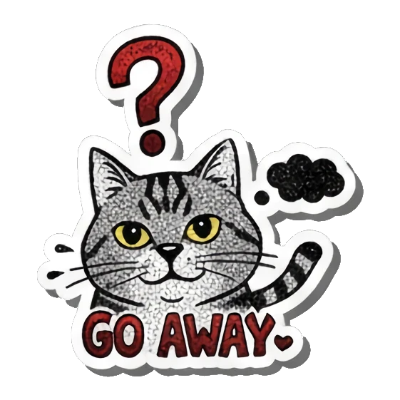Cat looking confused Gritty Punk Tabby sticker for expressive chats and social replies.