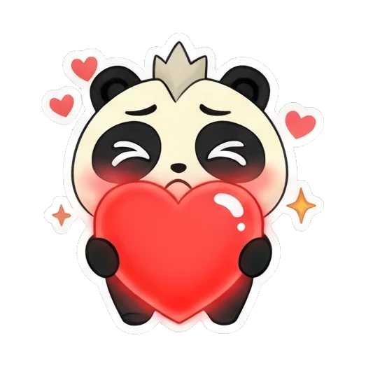 Panda holding a large red heart with love Little Panda Daily Life sticker for expressive chats and social replies.