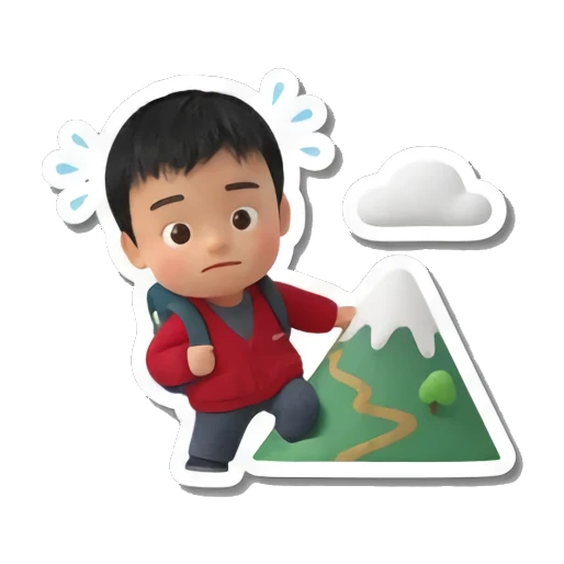 boy hiking up mountain Little Traveler Explorer sticker for expressive chats and social replies.
