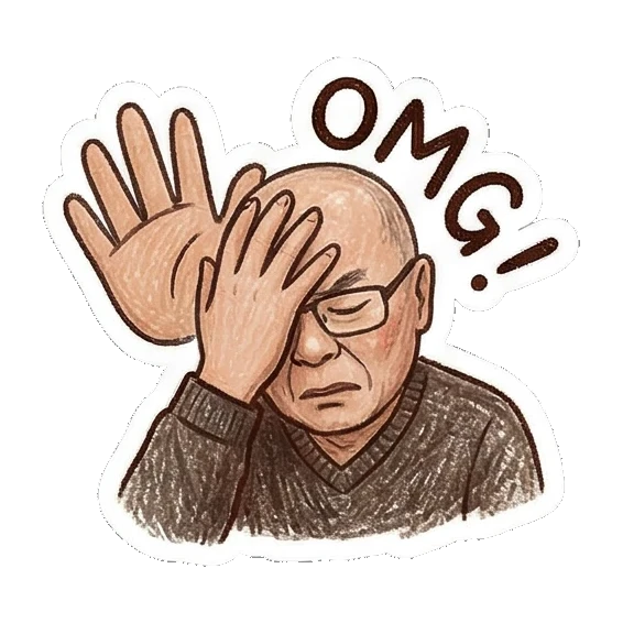 Facepalm omg Bald Uncle Daily Life sticker for expressive chats and social replies.
