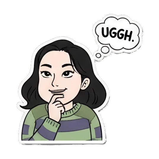 抱怨不满UGGH Cartoon Girl Expressions sticker for expressive chats and social replies.