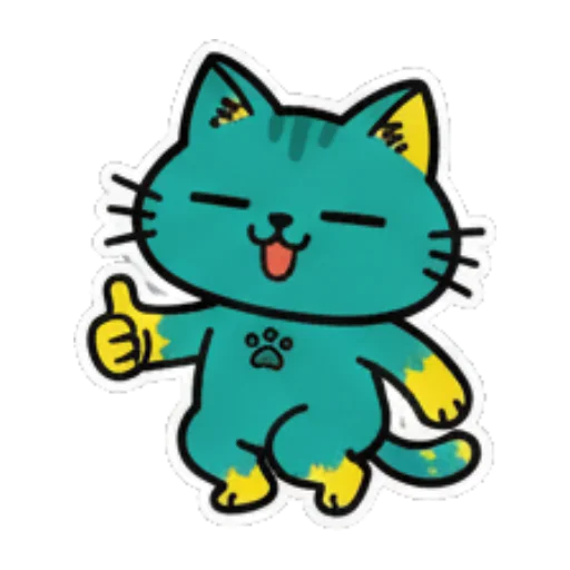 竖起双拇指的猫 Cute Teal Cat Stickers sticker for expressive chats and social replies.