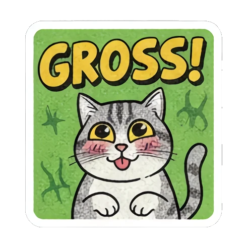 Disgusted cat, "GROSS!" Retro Cat Reactions sticker for expressive chats and social replies.