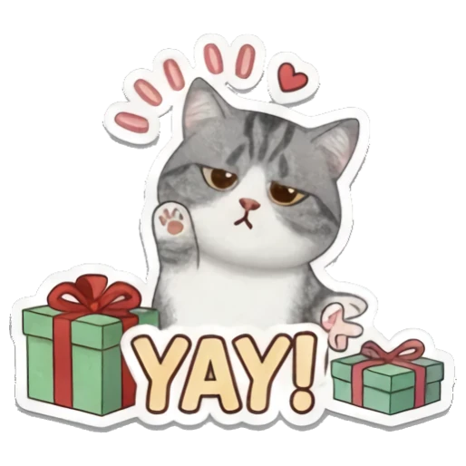 欢呼猫咪收礼物YAY Kitty's Festive Feelings sticker for expressive chats and social replies.