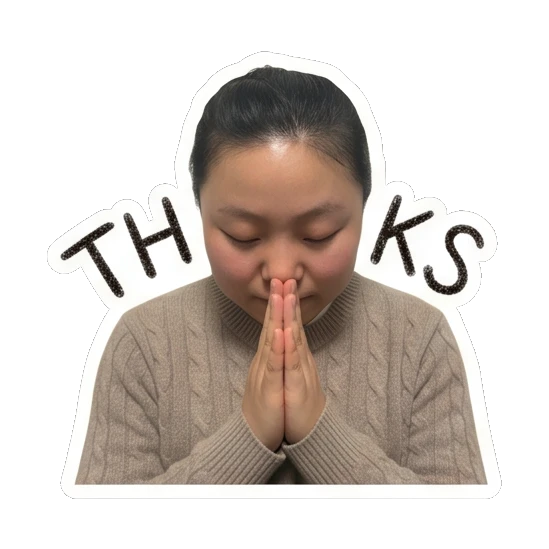 双手合十表示感谢 Daily Life of a Cheerful Girl sticker for expressive chats and social replies.