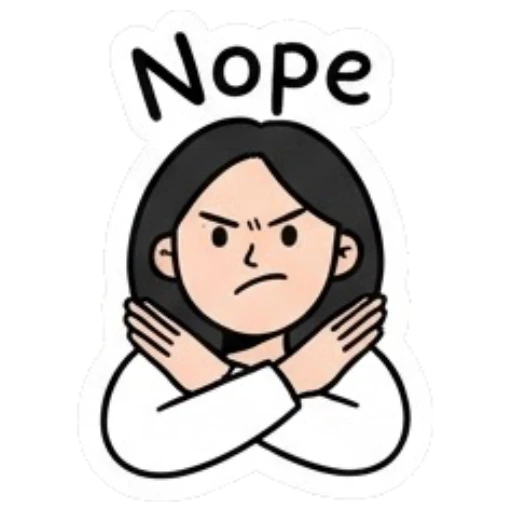 Girl making an X gesture with arms saying Nope Daily Life of a Cool Girl sticker for expressive chats and social replies.