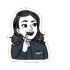 女警思考LOL! Quirky Officer Expressions sticker for expressive chats and social replies.