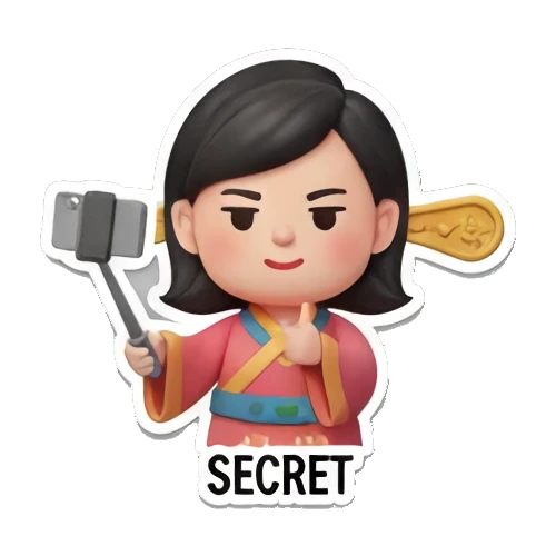 拿着自拍杆的神秘女孩 Fortune Princess Daily Life sticker for expressive chats and social replies.