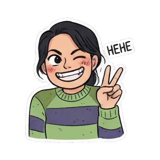 女孩比耶说HEHE Doodle Girl's Moods sticker for expressive chats and social replies.