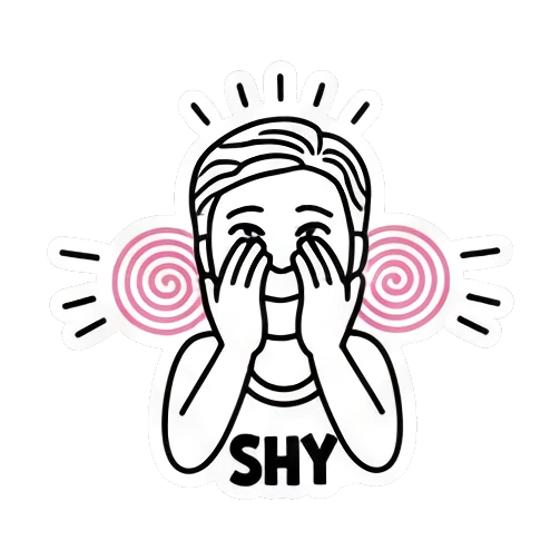 害羞脸红捂脸 Keith Haring Style Boy sticker for expressive chats and social replies.
