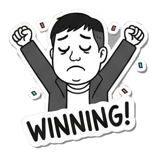 庆祝胜利配Winning Everyday Man Moods sticker for expressive chats and social replies.