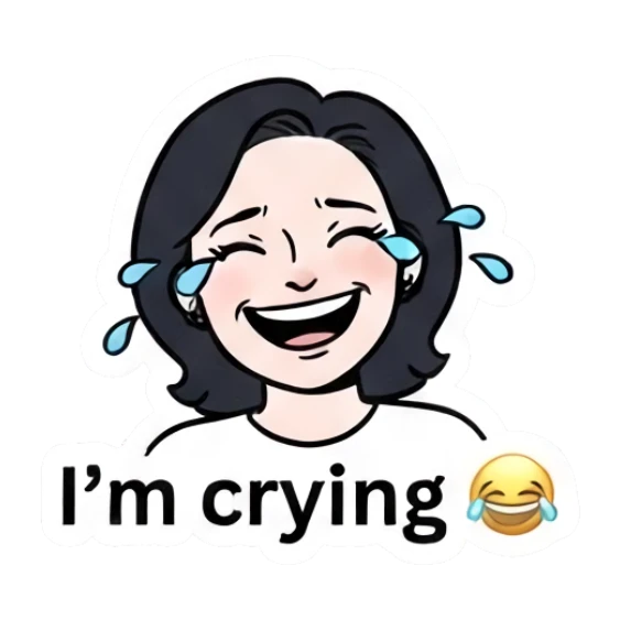 Happy woman laughing with tears of joy Daily Life of a Modern Girl sticker for expressive chats and social replies.