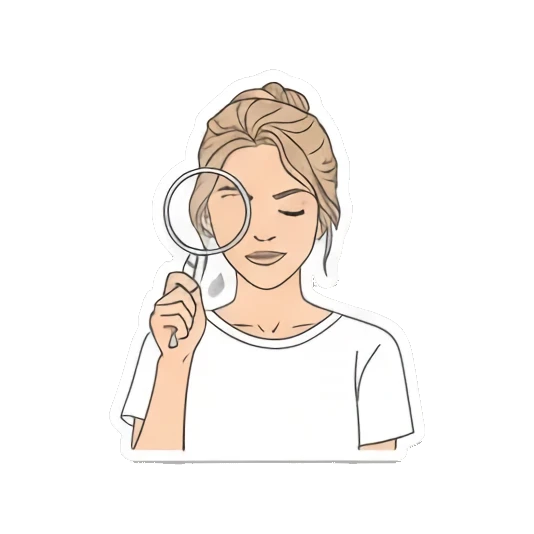 女性举放大镜疑惑 Girl's Daily Reactions sticker for expressive chats and social replies.