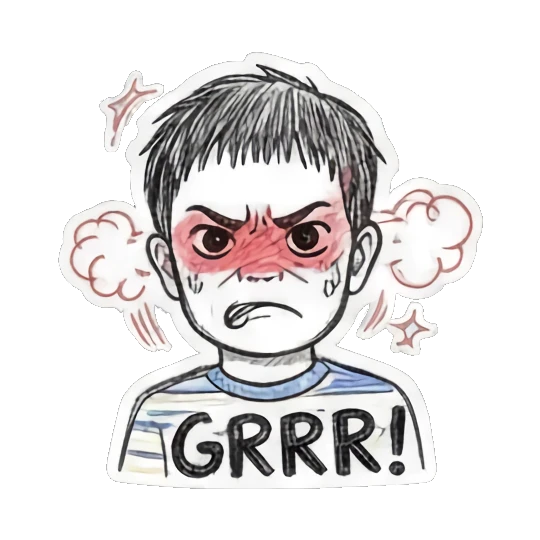 Angry boy saying GRRR Doodle Boy's Moods sticker for expressive chats and social replies.