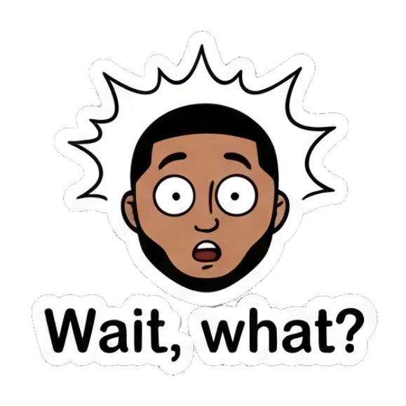 Bearded man looking shocked with wide eyes and a burst effect. Cool Guy Daily Vibes sticker for expressive chats and social replies.