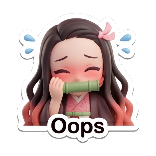 Nezuko looking embarrassed and blushing Nezuko Cute 3D Moments sticker for expressive chats and social replies.