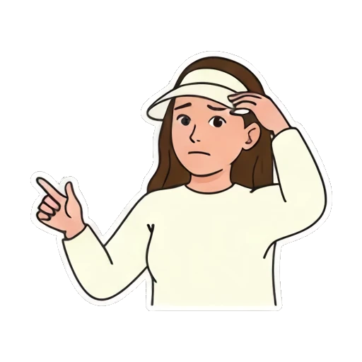 Confused woman asking "WTF?" Visor Girl Expressions sticker for expressive chats and social replies.