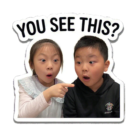 waving hands together Siblings Daily Life sticker for expressive chats and social replies.