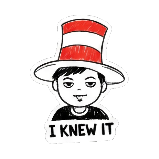 男孩自信表情I KNEW IT Doodle Hat Boy sticker for expressive chats and social replies.