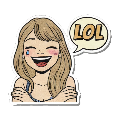 Blonde woman laughing with tears of joy and LOL text Retro Pop Diva Vibes sticker for expressive chats and social replies.