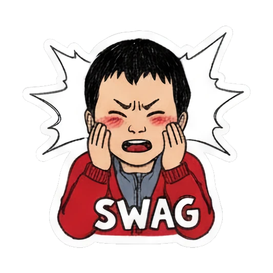 boy with blushing cheeks Red Sweater Boy Daily Life sticker for expressive chats and social replies.