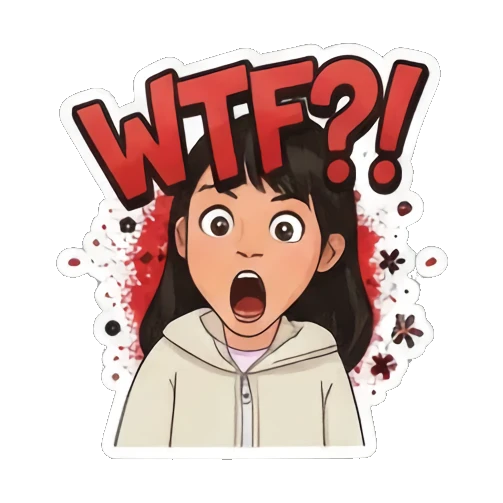少女惊讶表情WTF Street Style Girl Expressions sticker for expressive chats and social replies.