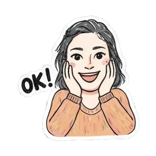 happy girl saying OK Daily Life of a Playful Girl sticker for expressive chats and social replies.