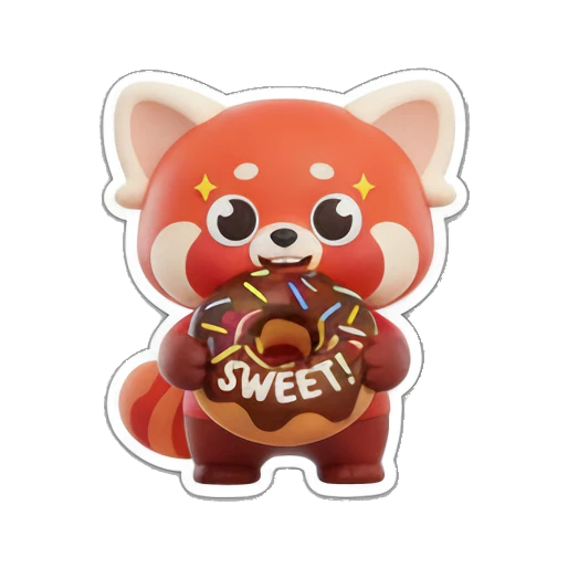 Red panda eating a donut Red Panda Daily Vibes sticker for expressive chats and social replies.