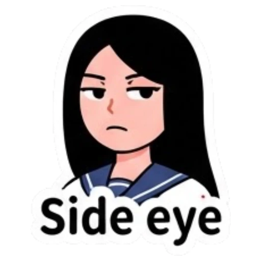 Schoolgirl giving a suspicious side eye look Yandere Schoolgirl Vibes sticker for expressive chats and social replies.
