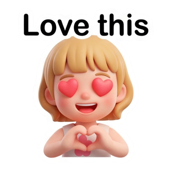 Blonde girl showing heart hands with love-struck eyes Blonde Girl Daily Vibes sticker for expressive chats and social replies.