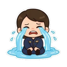 饥饿警官准备吃饭。 Little Officer's Daily Express sticker for expressive chats and social replies.