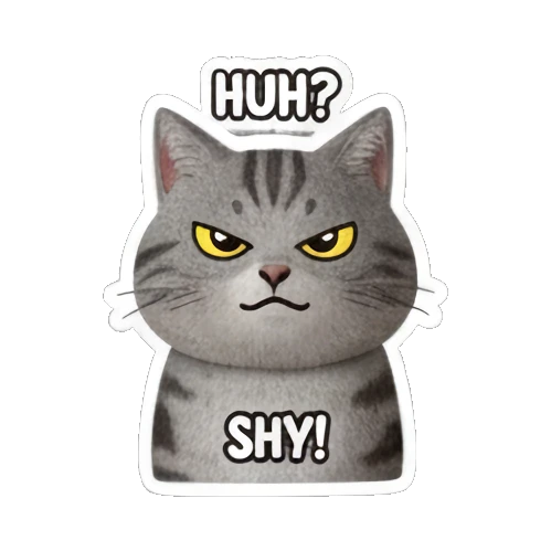 害羞疑惑的猫咪 Gray Tabby Cat Expressions sticker for expressive chats and social replies.