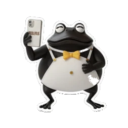 Chocolate frog taking a selfie with phone Choco Froggy Adventures sticker for expressive chats and social replies.