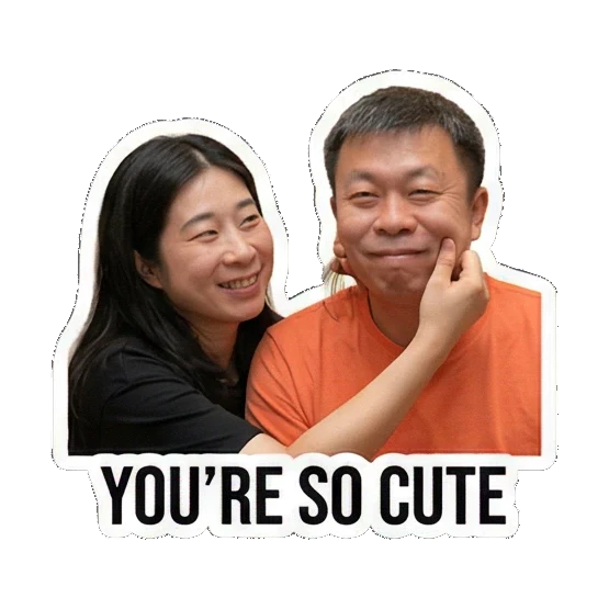 husband cheek pinch Sweet Couple Moments sticker for expressive chats and social replies.