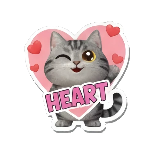 爱心背景的猫咪 Playful Tabby Expressions sticker for expressive chats and social replies.