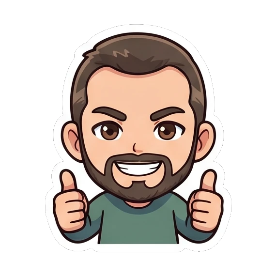 Bearded man giving double thumbs up Cheerful Bearded Guy sticker for expressive chats and social replies.