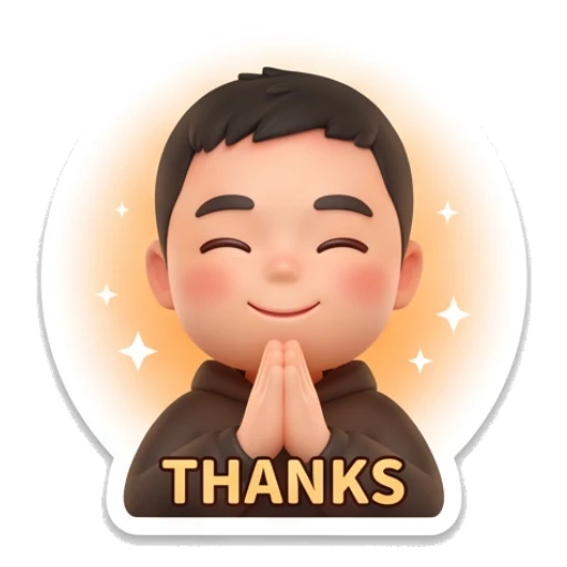 Boy with hands in prayer gesture with text THANKS Mid-Autumn Boy Expressions sticker for expressive chats and social replies.