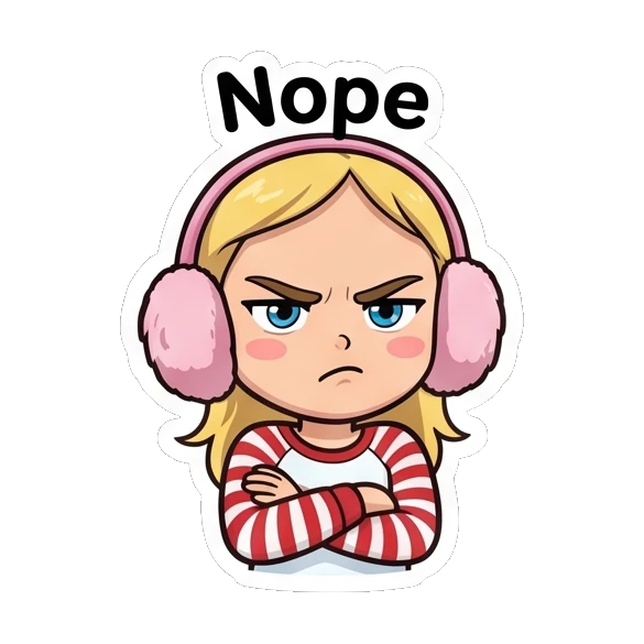 Blonde girl looking annoyed with crossed arms. Blonde Girl Daily Life sticker for expressive chats and social replies.