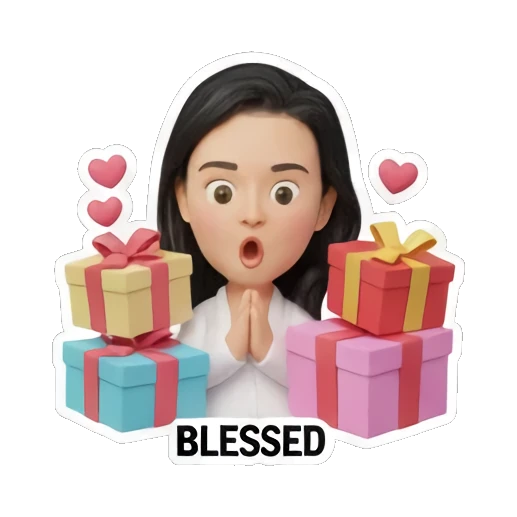 blessed girl with gift boxes Rich Girl Lifestyle sticker for expressive chats and social replies.
