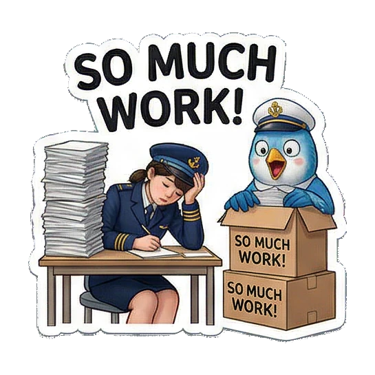 工作、休息、玩耍的场景 Little Captain & Blue Bird Duo sticker for expressive chats and social replies.