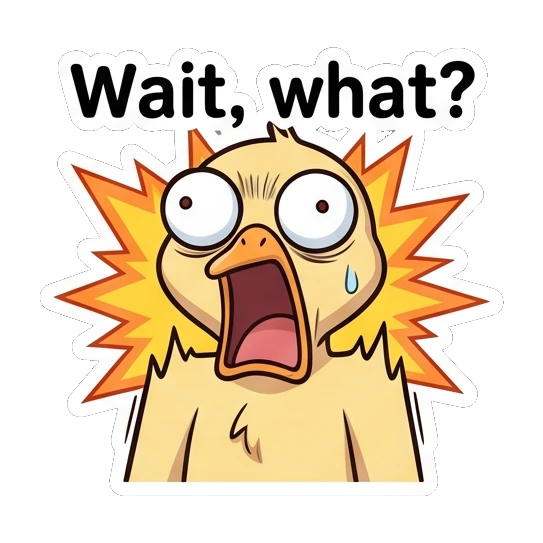 Shocked duckling with wide eyes and mouth open Cheerful Little Duckling sticker for expressive chats and social replies.