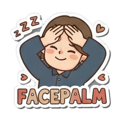 沮丧女孩捂脸FACEPALM Vibrant Girl's Daily sticker for expressive chats and social replies.