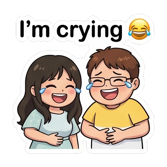 Couple laughing hysterically with tears of joy Sweet Couple Daily Life sticker for expressive chats and social replies.