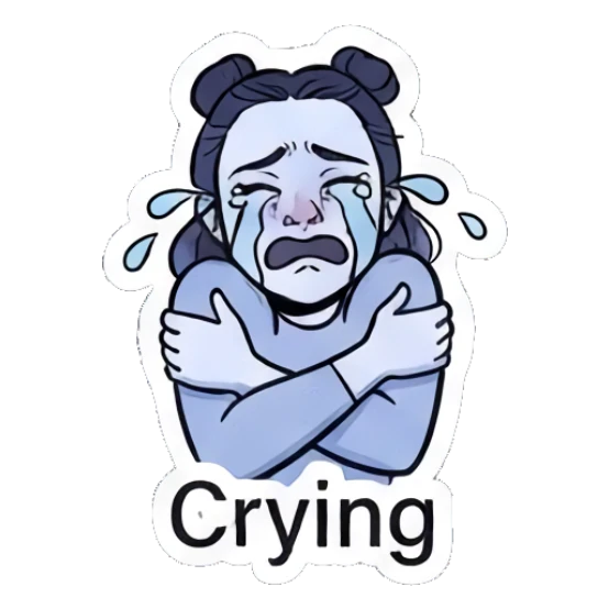 Sad girl crying with arms crossed Modern Girl Daily Vibes sticker for expressive chats and social replies.