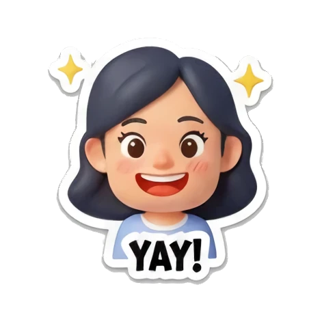 开心的少女说YAY Cheerful Girl Daily Life sticker for expressive chats and social replies.