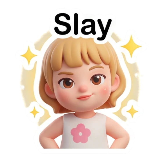 Blonde girl looking proud with sparkling background Blonde Girl Daily Vibes sticker for expressive chats and social replies.