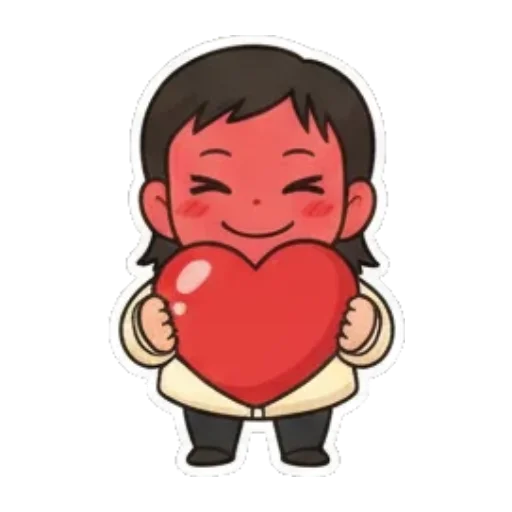 害羞脸红抱着爱心 Chibi Expressive Stickers sticker for expressive chats and social replies.