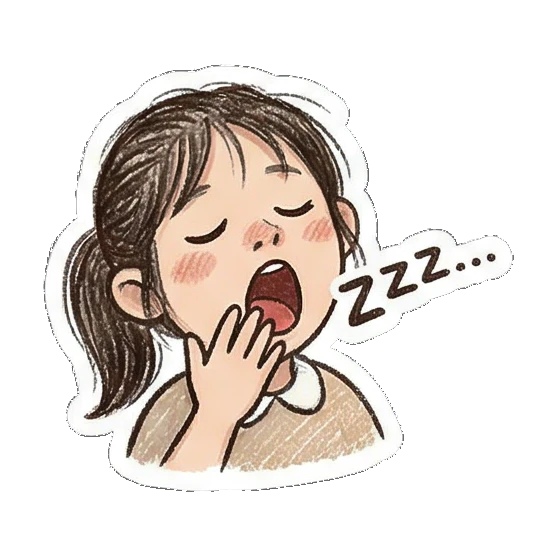 sleepy girl yawning Little Girl Daily Vibes sticker for expressive chats and social replies.