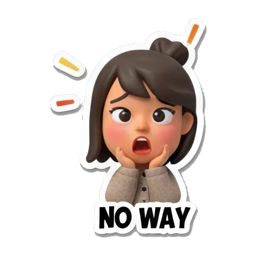 震惊的反应 Cute Daily Life Girl sticker for expressive chats and social replies.